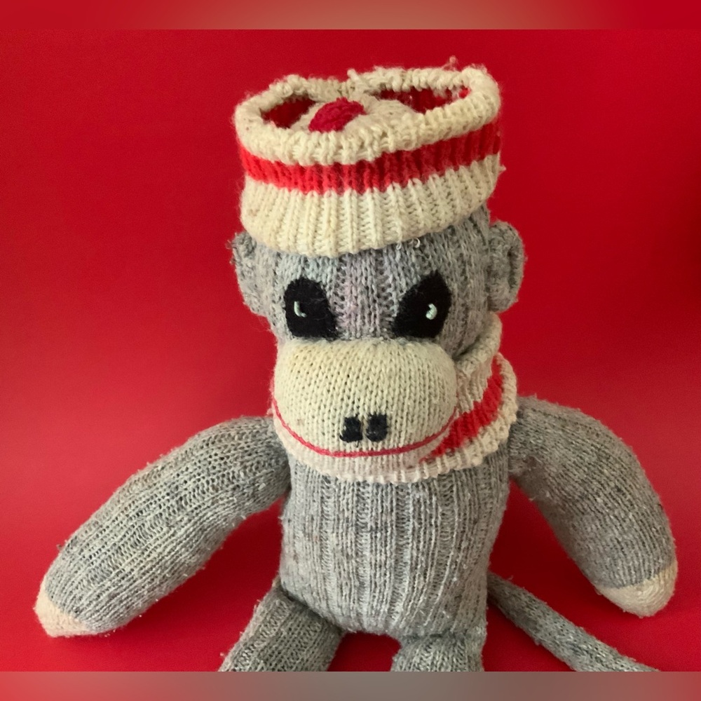 Vintage Gray Knit Sock Monkey - Picture 2 of 12